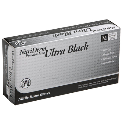 NitriDerm® Ultra Black Nitrile Exam Glove, Medium, Black, 1 Case of 1000 () - Img 1