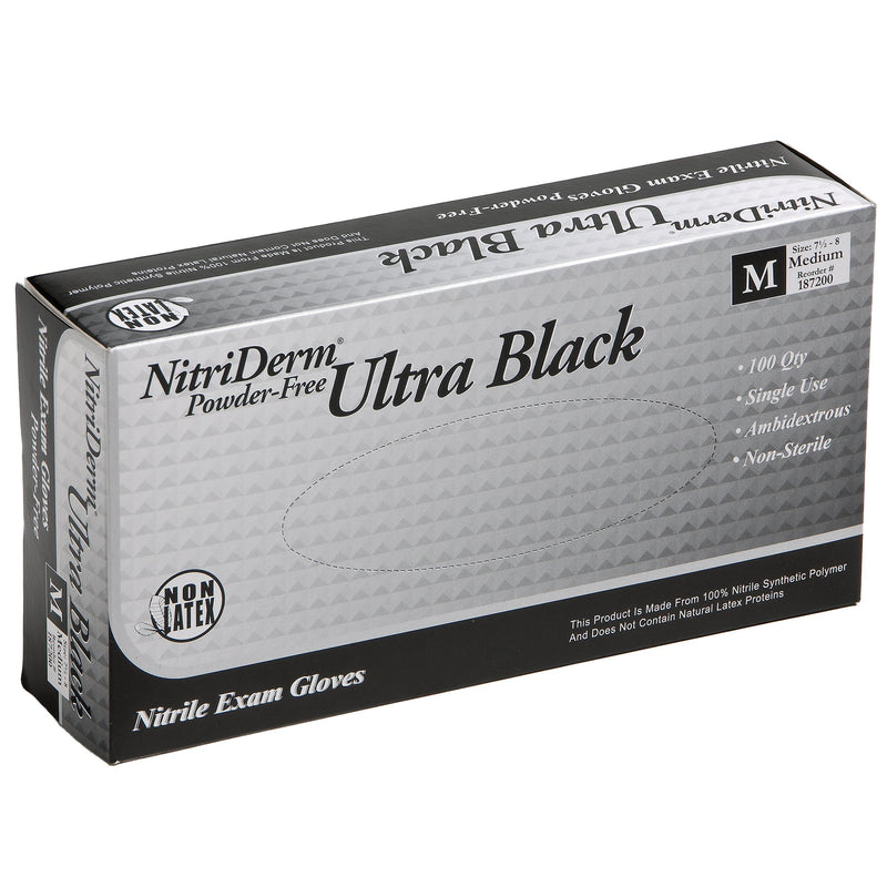 NitriDerm® Ultra Black Nitrile Exam Glove, Medium, Black, 1 Case of 1000 () - Img 1