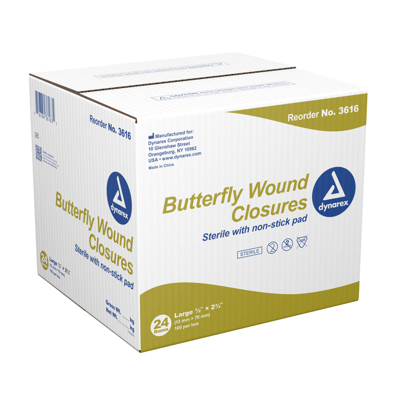 dynarex® Butterfly Wound Closure Strip, ½ by 2¾ Inches, 1 Box of 100 (Skin Closure Strips) - Img 4