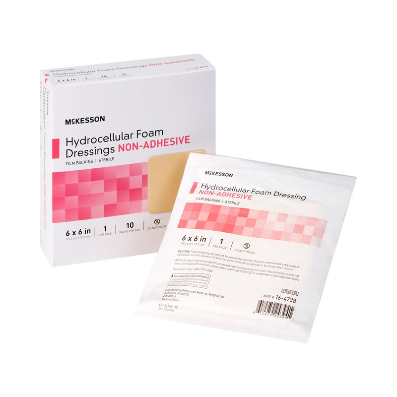 McKesson Nonadhesive without Border Foam Dressing, 6 x 6 Inch, 1 Box of 10 (Advanced Wound Care) - Img 1