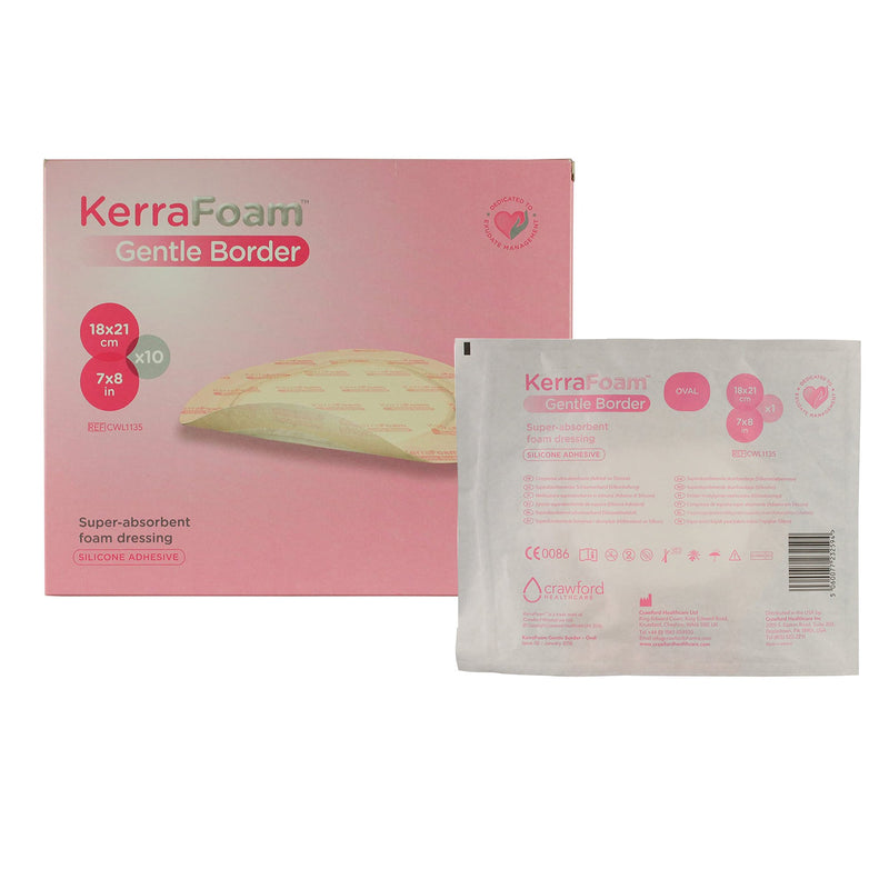 KerraFoam™ Gentle Border Silicone Foam Dressing, 7 x 8 Inch, 1 Case of 90 (Advanced Wound Care) - Img 1