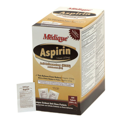 Medique Aspirin Pain Relief, 1 Box of 250 (Over the Counter) - Img 1