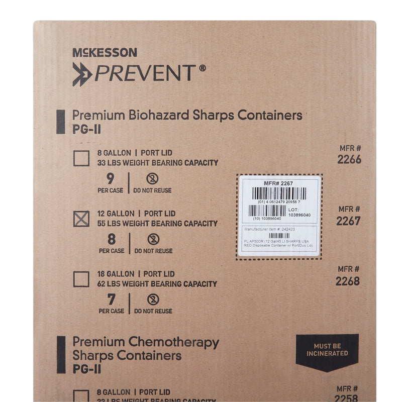 McKesson Prevent® Sharps Container, 12 Gallon, 20-4/5 x 17-3/10 x 13 Inch, 1 Case of 8 () - Img 6