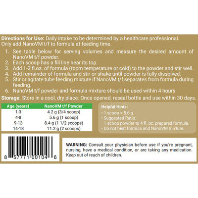 NanoVM® t/f Powder Pediatric Tube Feeding Formula, 275 Gram Jar, 1 Each () - Img 2