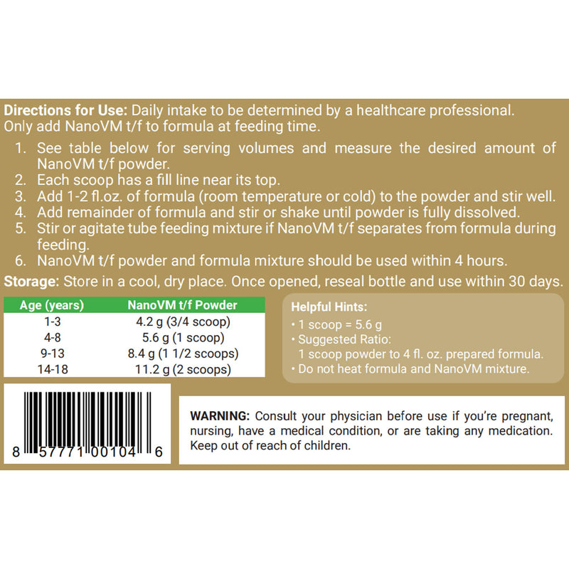 NanoVM® t/f Powder Pediatric Tube Feeding Formula, 275 Gram Jar, 1 Each () - Img 2