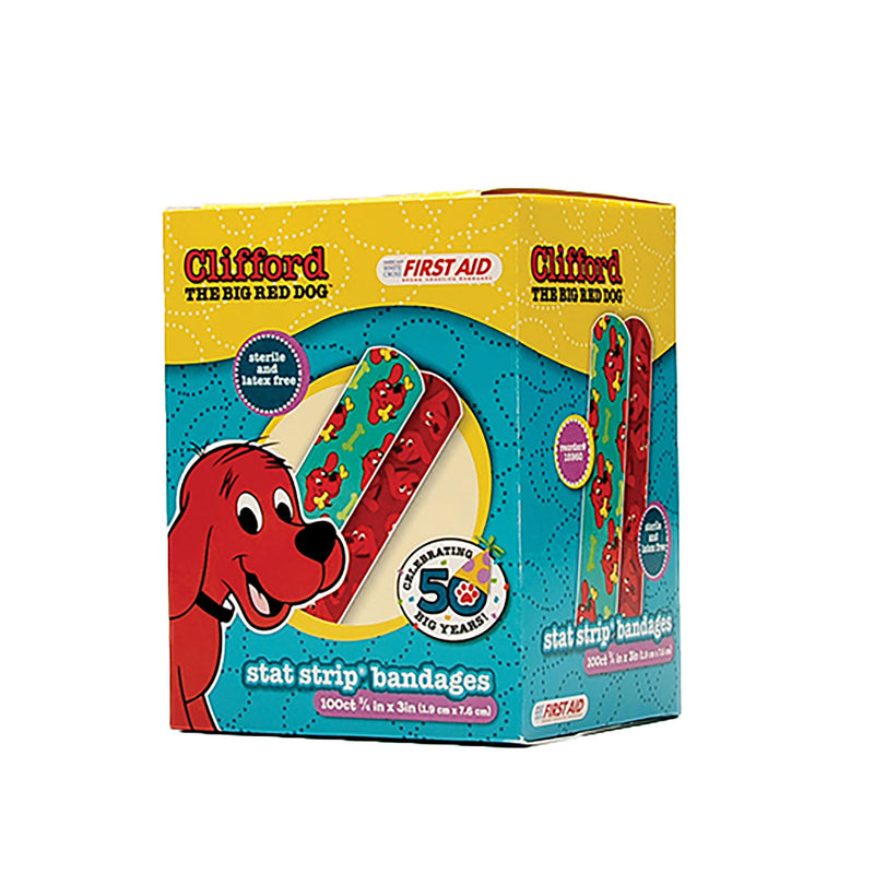 American® White Cross Stat Strip® Clifford the Big Red Dog Adhesive Strip, ¾ x 3 Inch, 1 Box (General Wound Care) - Img 2