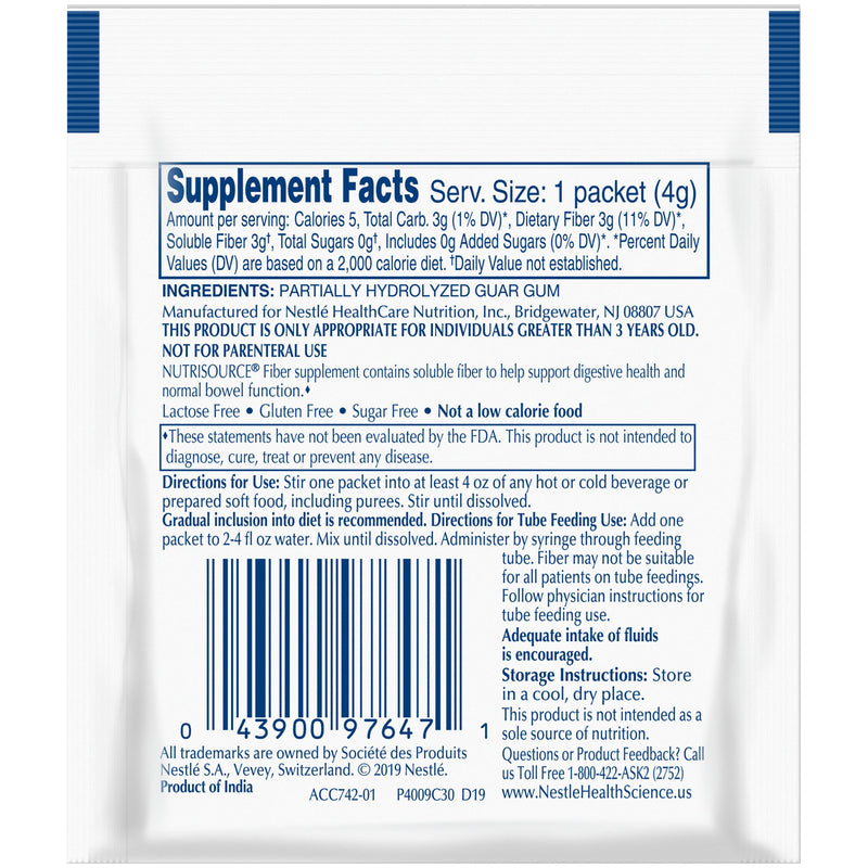 Nutrisource® Fiber Oral Supplement, 4 Gram Packet, 1 Each (Nutritionals) - Img 2