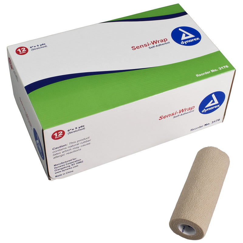 Sensi-Wrap Self-adherent Closure Cohesive Bandage, 6 Inch x 5 Yard, 1 Case of 12 (General Wound Care) - Img 1