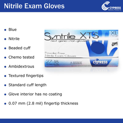 Syntrile® XTS Nitrile Standard Cuff Length Exam Glove, Extra Large, Blue, 1 Box of 200 () - Img 3
