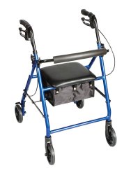 Carex® Classics 4-Wheel Rolling Walker, 6 in. Wheel, 30 - 36 in. Handle, Metallic Blue, 300 lbs, 1 Each (Mobility) - Img 1