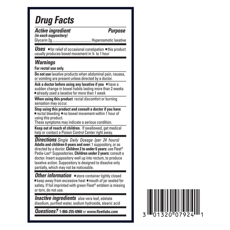 Fleet® Glycerin Laxative Suppository, 1 Each (Over the Counter) - Img 2