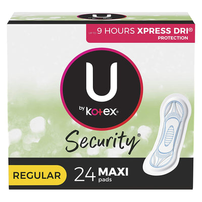 Kotex Security Maxi Feminine Pad, Regular, 1 Bag of 24 (Feminine Protection) - Img 1