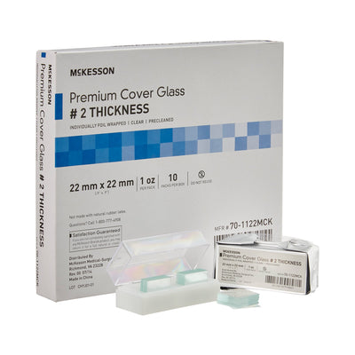 McKesson Premium No. 2 Thickness Cover Glass, 22 x 22 mm, 1 Box of 10 (Laboratory Glassware and Plasticware) - Img 1