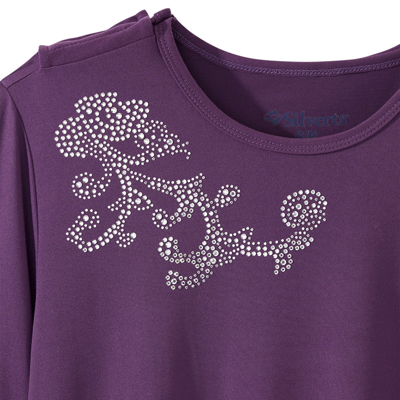 TOP, EMBELLISHED WMNS OPEN BACK EGGPLANT 2XLG (Shirts and Scrubs) - Img 5