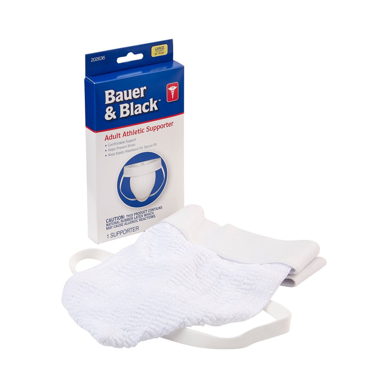 Bauer & Black Adult Athletic Supporter, Cotton, White, Reusable, Large, 1 Each (Athletic Supporters) - Img 1