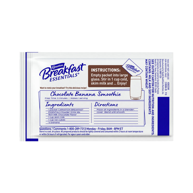 Carnation Breakfast Essentials® Chocolate Oral Supplement, 1.26 oz. Packet, 1 Case of 60 (Nutritionals) - Img 2