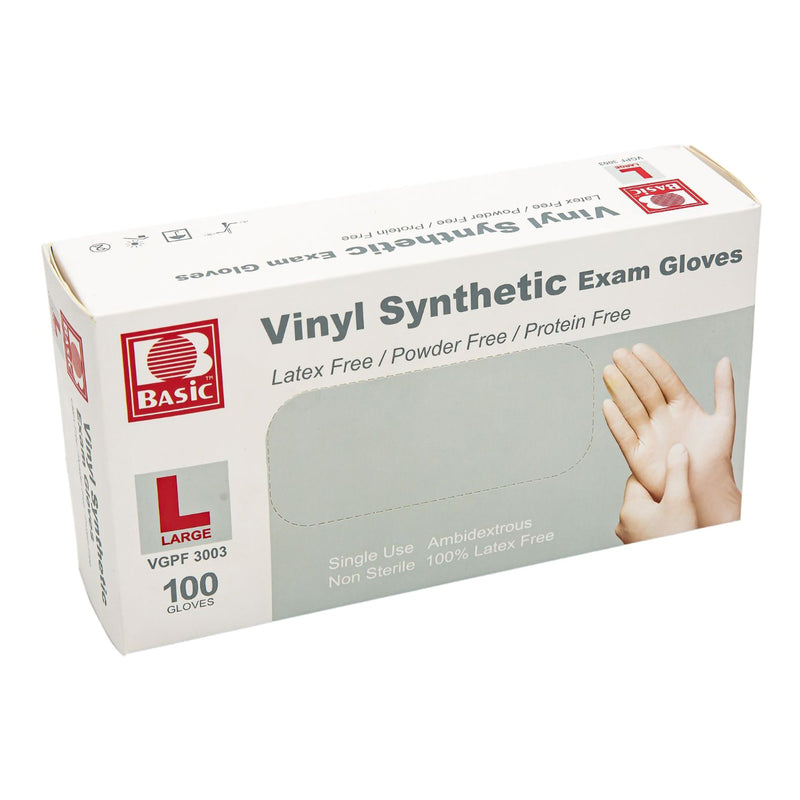 Basic® Vinyl Exam Glove, Large, White, 1 Box () - Img 1