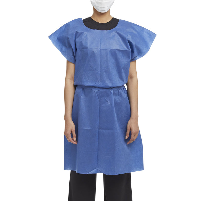 Graham Medical Products Exam Gown, Medium/Large, Blue, 1 Case of 50 (Gowns) - Img 1