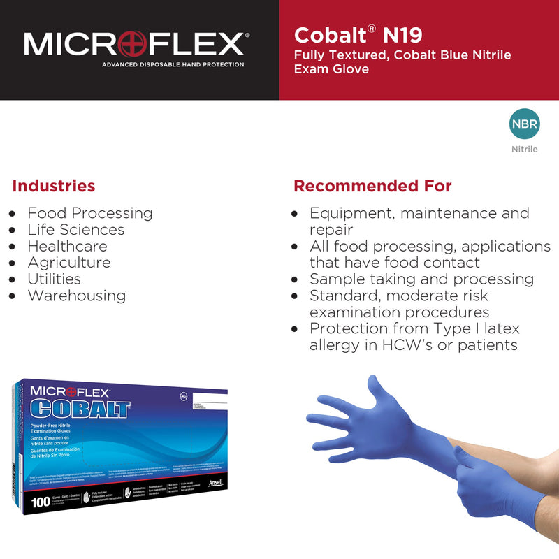 Microflex® Cobalt® Exam Glove, Medium, Blue, 1 Case of 1000 () - Img 4