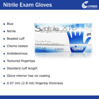 Syntrile® XTS Nitrile Standard Cuff Length Exam Glove, Medium, Blue, 1 Box of 200 () - Img 3