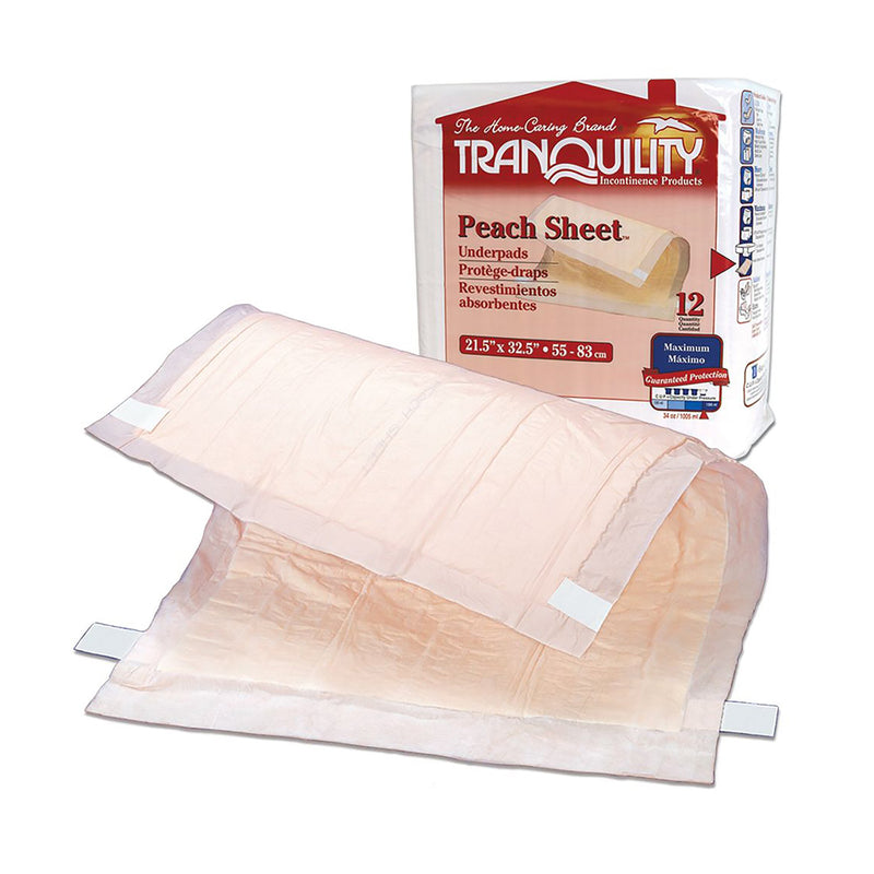 Tranquility® Peach Sheet Underpad, 21½ x 32½ Inch, 1 Case of 8 (Underpads) - Img 1