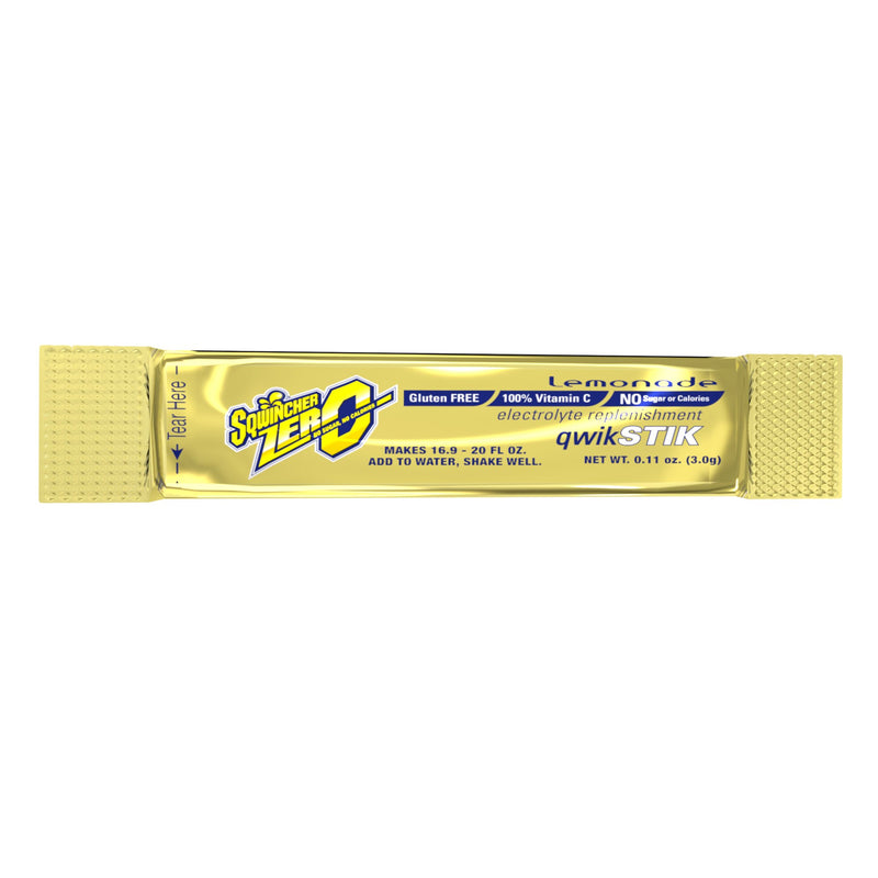 Sqwincher® Quik Stik® Zero Lemonade Electrolyte Replenishment Drink Mix, 0.11 oz. Packet, 1 Pack of 50 () - Img 1