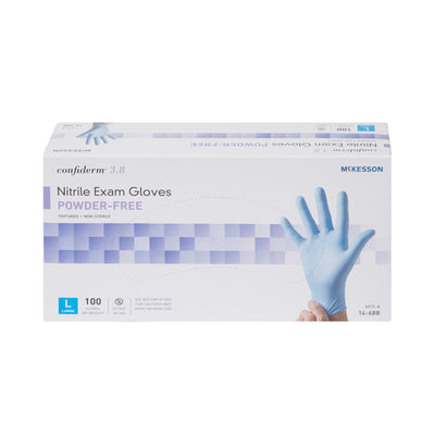McKesson Confiderm® 3.8 Nitrile Exam Glove, Large, Blue, 1 Box of 100 () - Img 5