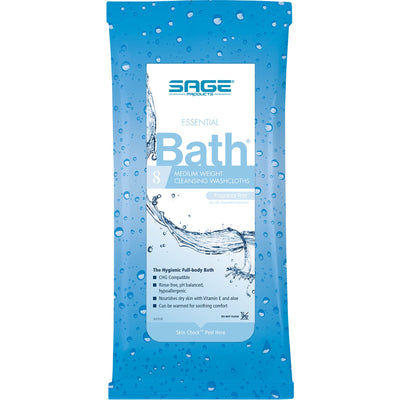 Essential Bath Rinse-Free Bath Wipes, Medium Weight, Unscented, 1 Pack (Skin Care) - Img 1