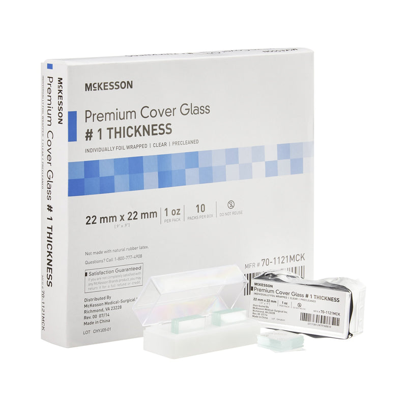 McKesson No. 1 Thickness Cover Glass, 22 x 22 mm, 1 Box of 10 (Laboratory Glassware and Plasticware) - Img 1