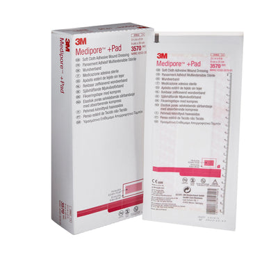 3M™ Medipore™ + Pad Soft Cloth Adhesive Dressing, 3½ x 8 Inch, 1 Case of 100 (General Wound Care) - Img 1