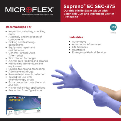 Supreno® EC Nitrile Extended Cuff Length Exam Glove, Extra Large, Blue, 1 Case of 500 () - Img 5