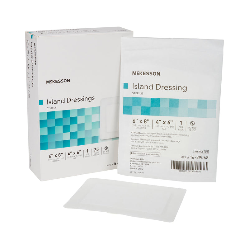 McKesson White Adhesive Dressing, 6 x 8 Inch, 1 Box of 25 (General Wound Care) - Img 1