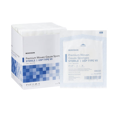 McKesson Sterile USP Type VII Gauze Sponge, 3 x 3 Inch, 1 Box of 40 (General Wound Care) - Img 1
