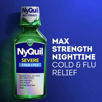 NyQuil Severe Cold & Flu Liquid, 12-ounce Bottle, 1 Each (Over the Counter) - Img 7