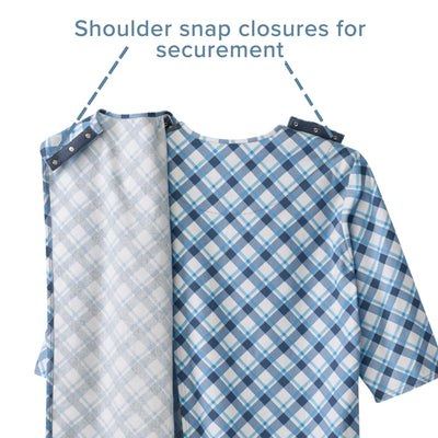 Silverts® Shoulder Snap Patient Exam Gown, 3X-Large, Diagonal Blue Plaid, 1 Each (Gowns) - Img 7