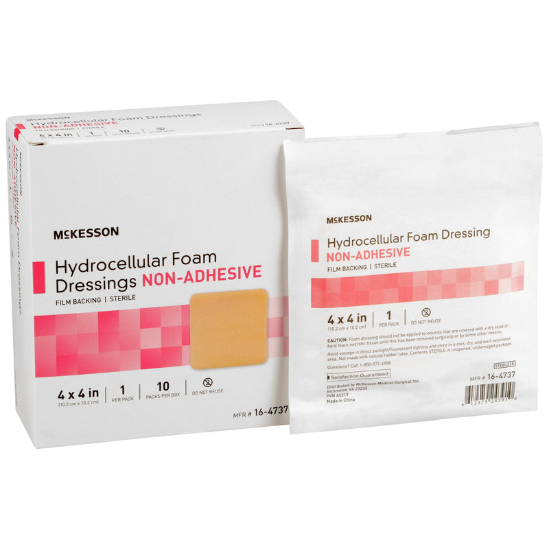 McKesson Nonadhesive without Border Foam Dressing, 4 x 4 Inch, 1 Box of 10 (Advanced Wound Care) - Img 1