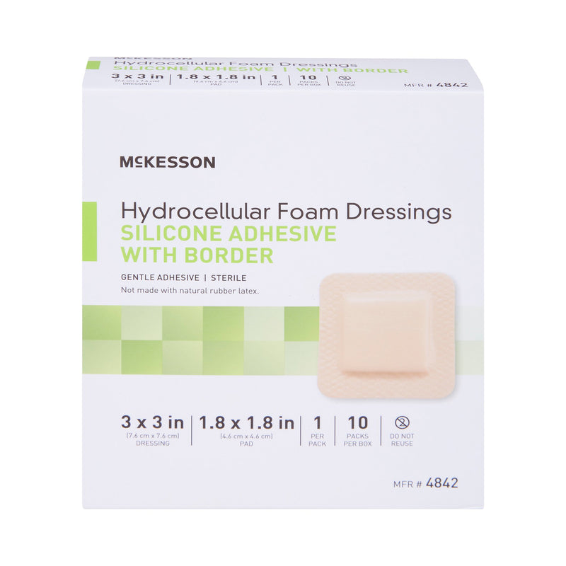 McKesson Silicone Adhesive with Border Silicone Foam Dressing, 3 x 3 Inch, 1 Box of 10 (Advanced Wound Care) - Img 7