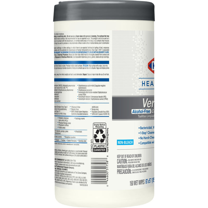 Clorox Healthcare® VersaSure® Surface Disinfectant Wipes, 150 Count Cannister, 1 Case of 6 (Cleaners and Disinfectants) - Img 4