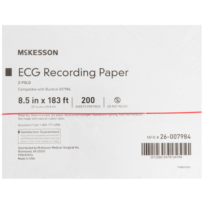 McKesson ECG Recording Paper, 1 Case of 2000 (Diagnostic Recording Paper and Film) - Img 1