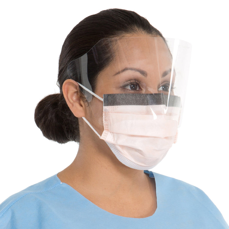 FluidShield Procedure Mask with Eye Shield Anti-fog Orange, NonSterile, 1 Each (Masks) - Img 2