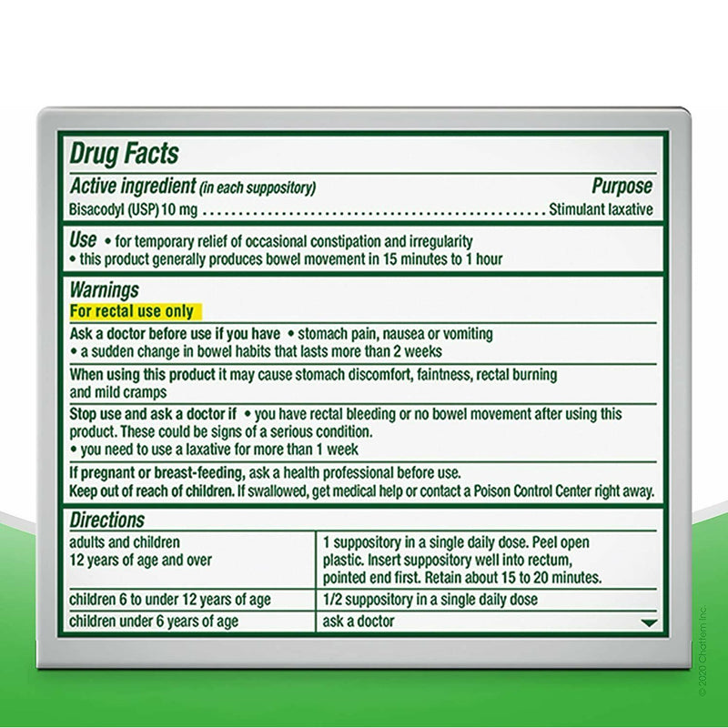 DULCOLAX, SUP 10MG (8/BX) (Over the Counter) - Img 2