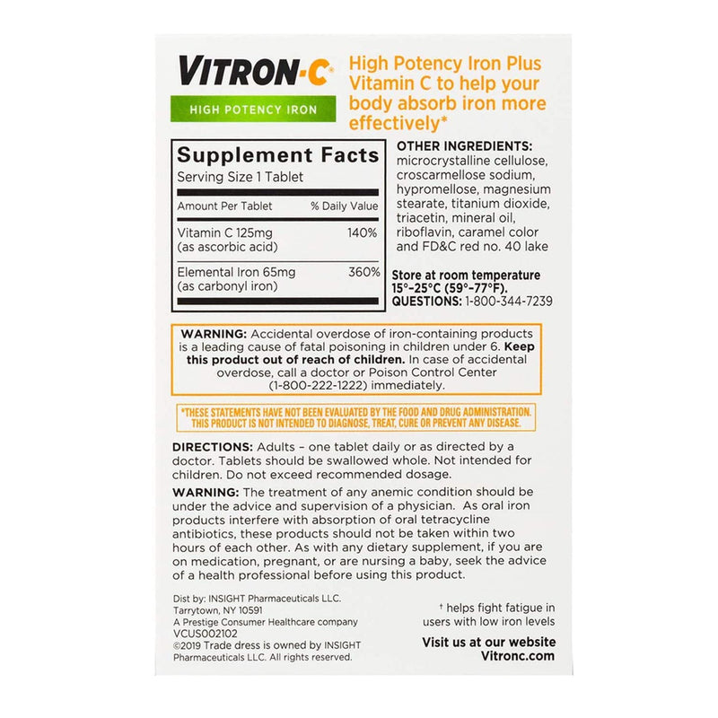 Vitron-C® Ascorbic Acid / Iron Supplement, 1 Bottle (Over the Counter) - Img 2