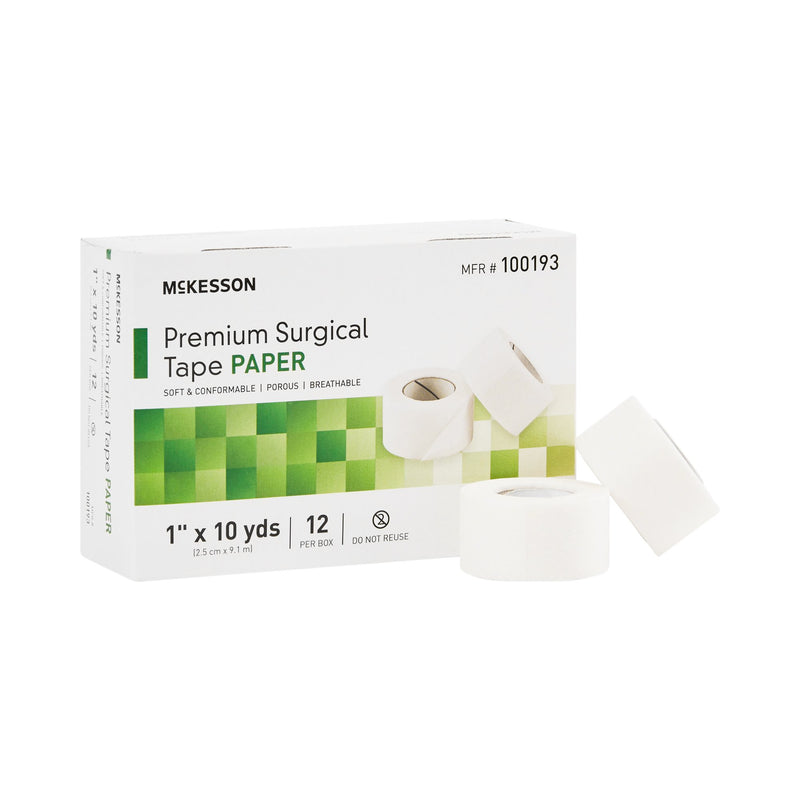 McKesson Paper Medical Tape, 1/2 Inch x 10 Yard, White, 1 Case of 240