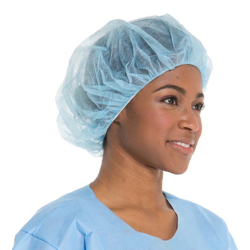 Halyard Bouffant Cap, X-Large, Blue, 1 Pack of 100 (Surgical Headcovers) - Img 1