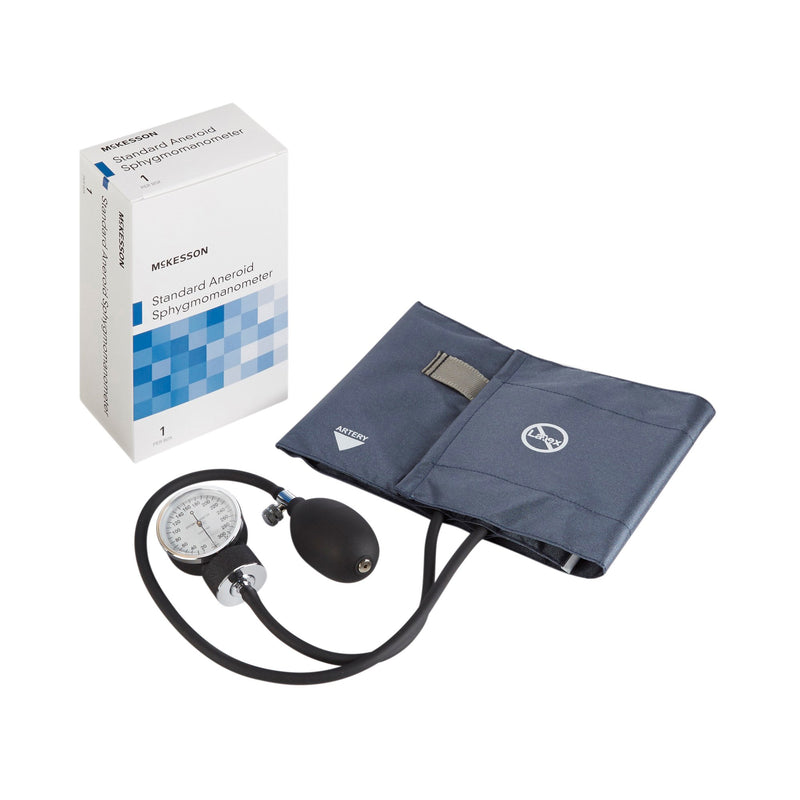 McKesson Aneroid Sphygmomanometer with Cuff, 2-Tube, Pocket-Size, Handheld, Adult Large Cuff, Navy, 1 Box (Blood Pressure) - Img 1