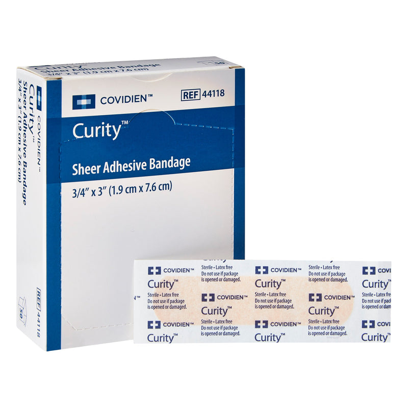 Curity™ Sheer Adhesive Strip, ¾ x 3 Inch, 1 Case of 3600 (General Wound Care) - Img 1