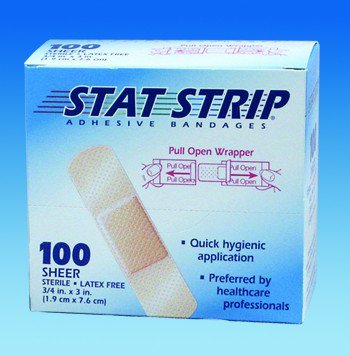 American® White Cross Stat Strip® Sheer Adhesive Strip, 1 x 3 Inch, 1 Box of 100 (General Wound Care) - Img 1