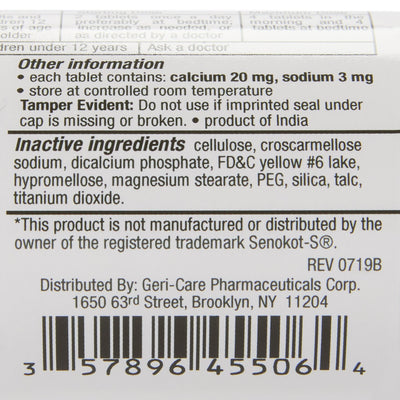 Health*Star® Docusate Sodium / Sennosides Stool Softener, 1 Bottle of 60 (Over the Counter) - Img 4