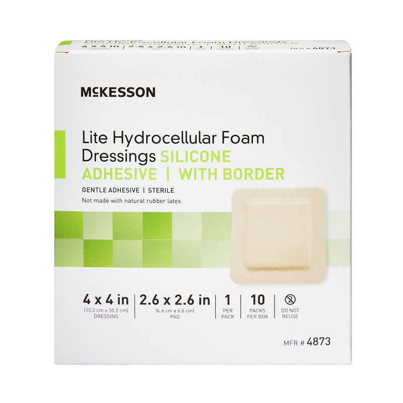 McKesson Lite Silicone Gel Adhesive with Border Thin Silicone Foam Dressing, 4 x 4 Inch, 1 Box of 10 (Advanced Wound Care) - Img 2