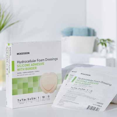 McKesson Silicone Adhesive with Border Silicone Foam Dressing, 7 x 7 Inch Sacral, 1 Box of 10 (Advanced Wound Care) - Img 8